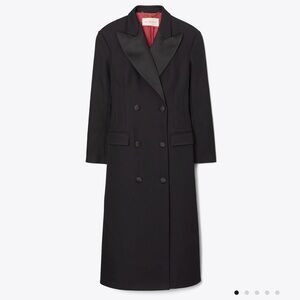 Tory Burch Black Oversized Twill Coat,Size 2